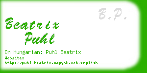 beatrix puhl business card